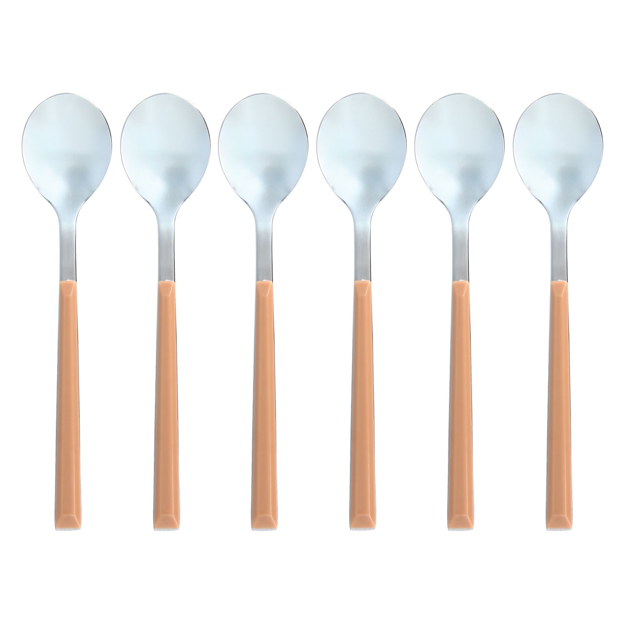 Lot de 6 cuillères à café marron en acier inoxydable COLORAMA