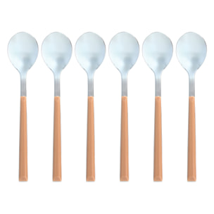 Lot de 6 cuillères à café marron en acier inoxydable COLORAMA