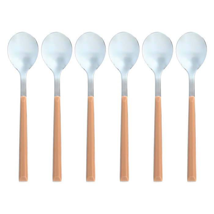 Lot de 6 cuillères à café marron en acier inoxydable COLORAMA