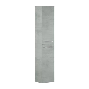 Mobile colonna Notte, Mobile per bagno a 2 ante, Armadio pensile sospeso con 2 ripiani, 30x25h150 cm, Grigio cemento