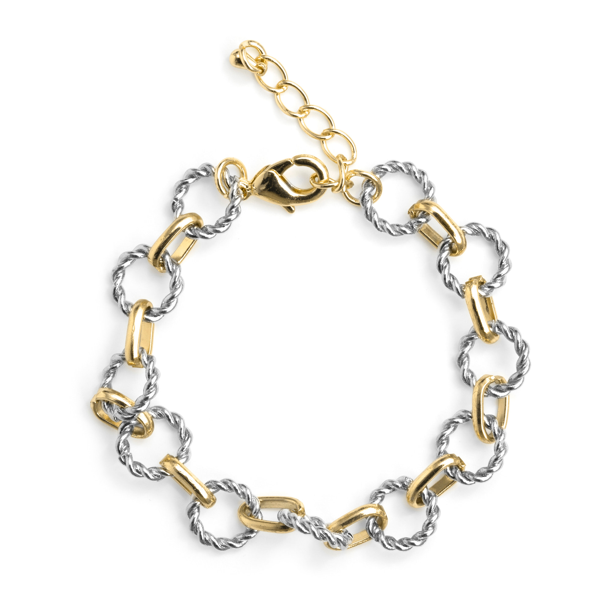 Pulsera Liona acabado plata y oro amarillo 18k