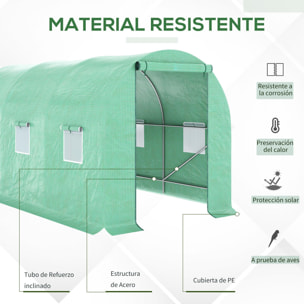 Invernadero de Túnel 400x200x200cm con 6 Ventanas para Cultivo de Plantas Verde