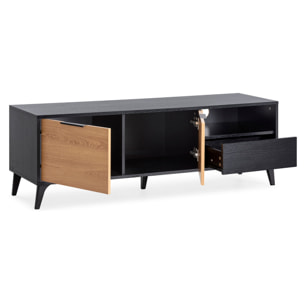 Mueble tv Kalma 2 puertas 1 cajón color negro/roble