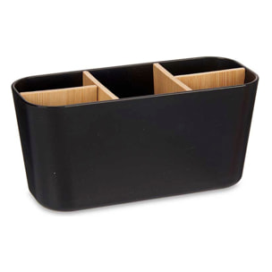 Organizzatore ovale nero in bambù con 5 scomparti.