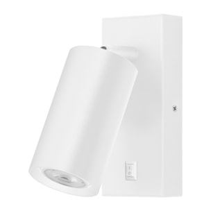 FORLIGHT Era - Aplique de Pared para Dormitorio GU10. Luz de Lectura de Diseño Minimalista de Color Blanco. Con Interruptor ON-