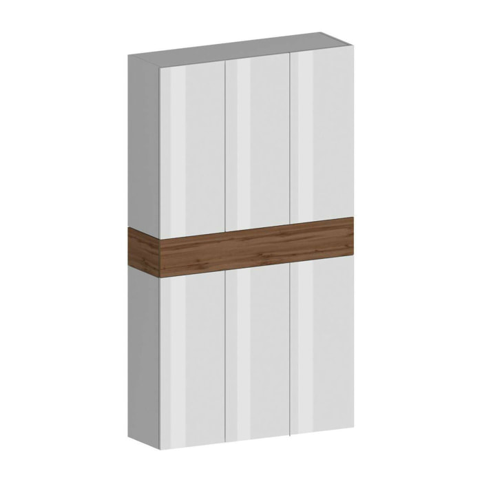 Scarpiera Charoite, Porta scarpe salvaspazio a 7 ante, Armadio multifunzione da ingresso, 114x35h200 cm, Bianco e Rovere