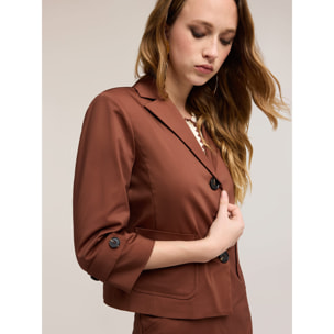 Motivi - Giacca maniche tre quarti in misto cotone - Marrone