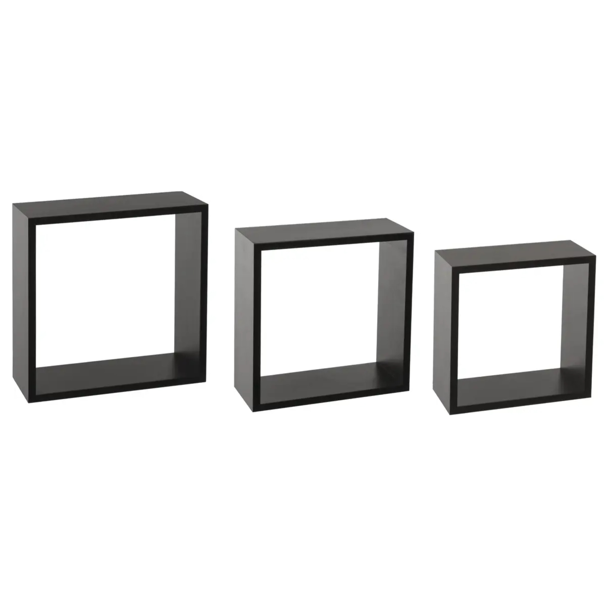 3 grandes étagères murales "Fixy" cube noir