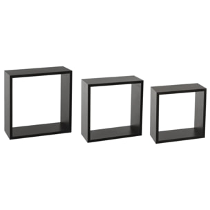 3 grandes étagères murales "Fixy" cube noir