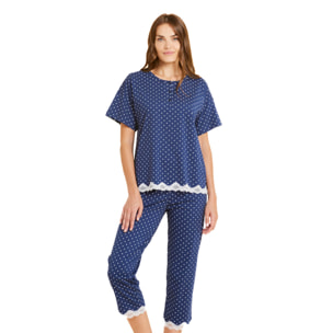 Pigiama donna in cotone con top manica corta e bermuda articolo ginny Noidinotte