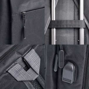Mochila cabina multi compartimento, porta Laptop 17". Adaptable a Trolley. Toma USB externa oculta.