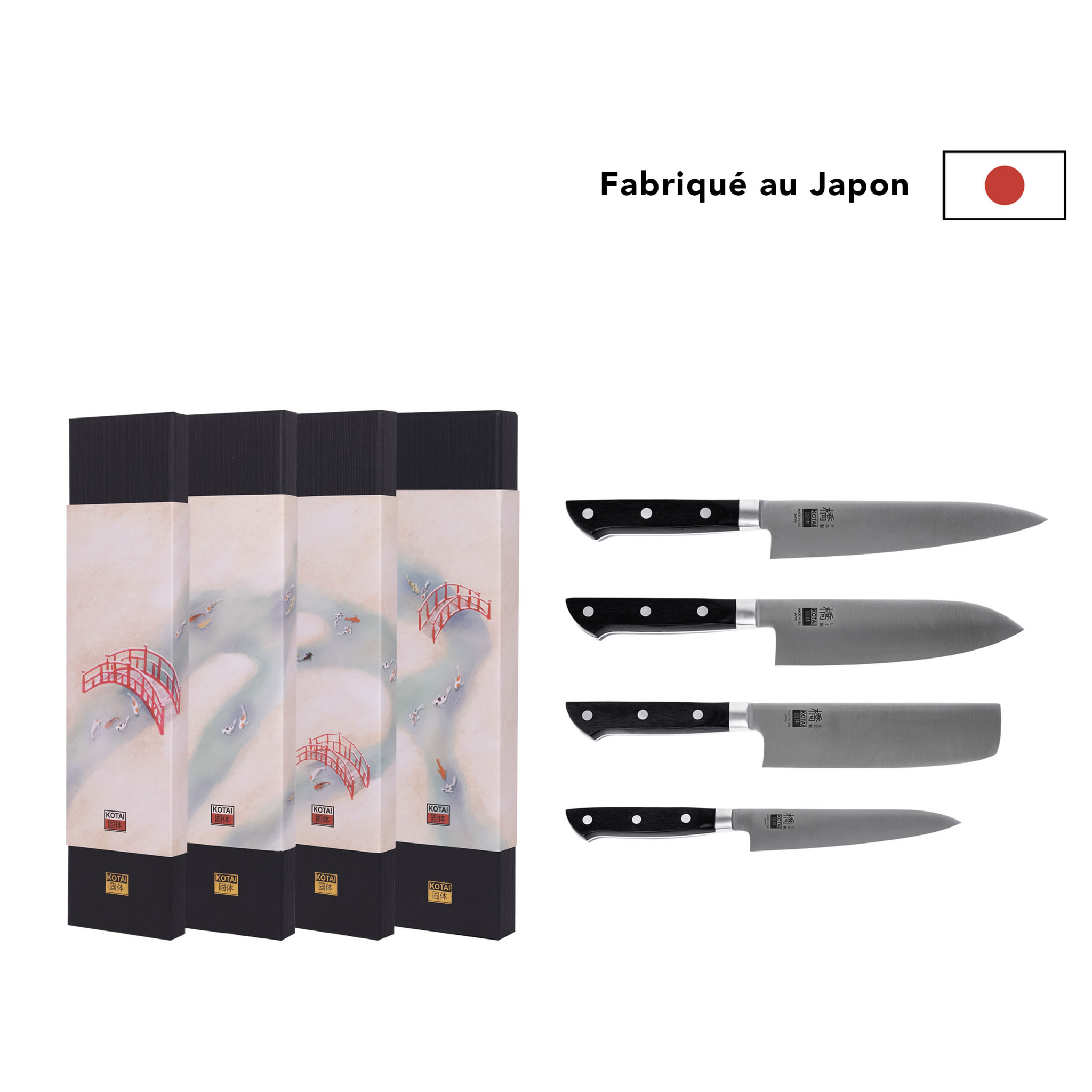 Le Set Complet : 4 couteaux (petty + nakiri + santoku + gyuto)