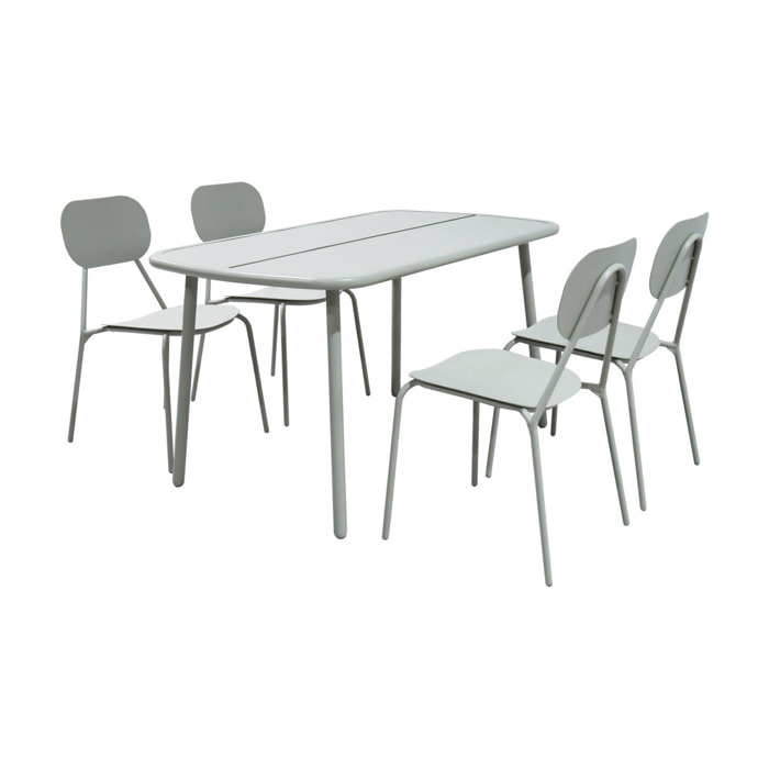 Table de jardin aluminium + 4 assises AVELIA