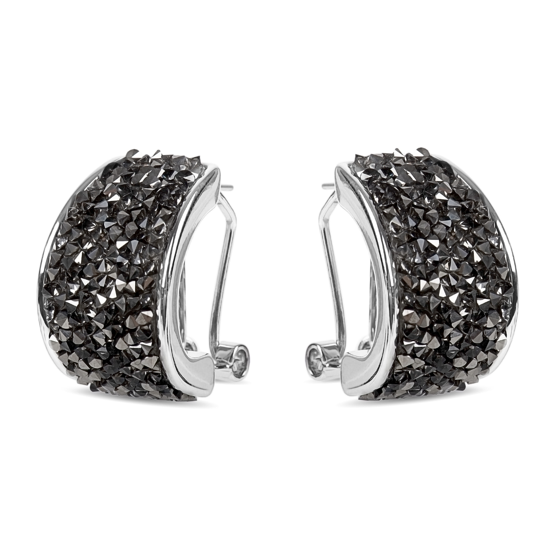 Pendientes de Circonita Hematite acabados en rodio