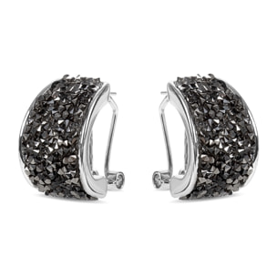 Pendientes de Circonita Hematite acabados en rodio