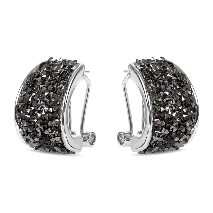 Pendientes de Circonita Hematite acabados en rodio