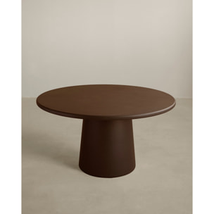 Table de salle à manger ronde en microciment ton marron en différentes tailles