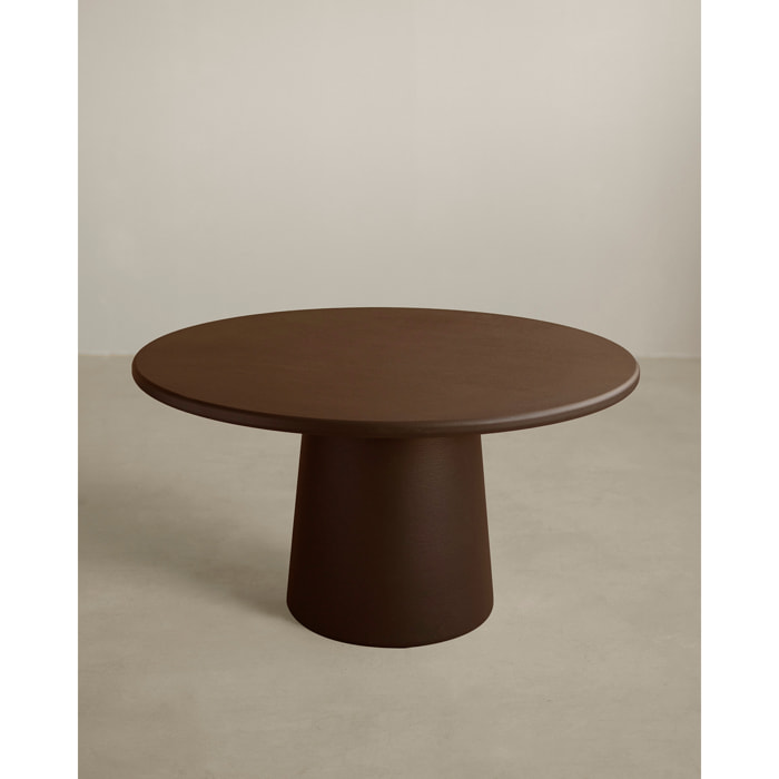 Table de salle à manger ronde en microciment ton marron en différentes tailles