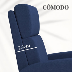 HOMCOM Sillón Relax Reclinable Manual Sillón Relax Tapizado en Lino Sintético con Reposapiés Respaldo Alto Carga 120 kg Butaca Reclinable para Dormitorio Oficina Azul Oscuro