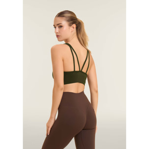 Top sportivo seamless supporto medio con inserti a costine