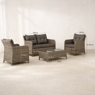 Salon de jardin en aluminium moka 4 places PORTO-FINO