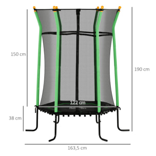 Cama Elástica Infantil de Jardín Ø163,5x190 cm Trampolín para Niños de +3 Años con Red de Seguridad y Marco de Acero para Interior Exterior Carga 50 kg