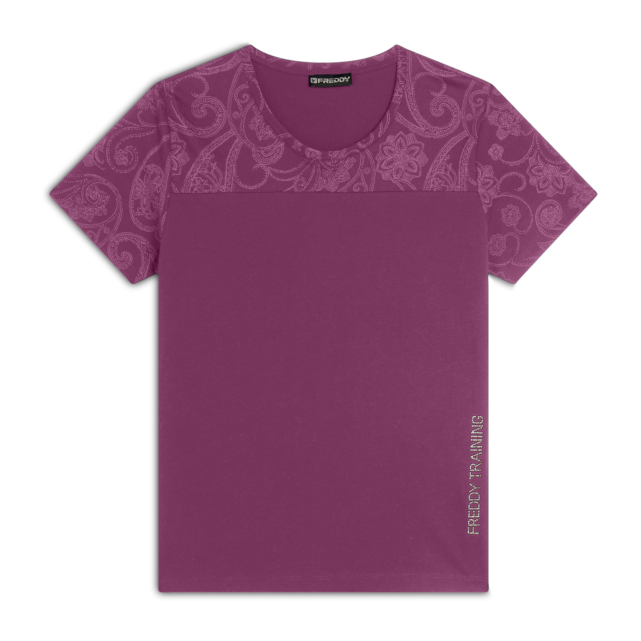 T-shirt donna in jersey con dettagli paisley