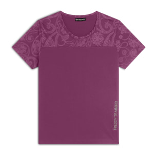 T-shirt donna in jersey con dettagli paisley