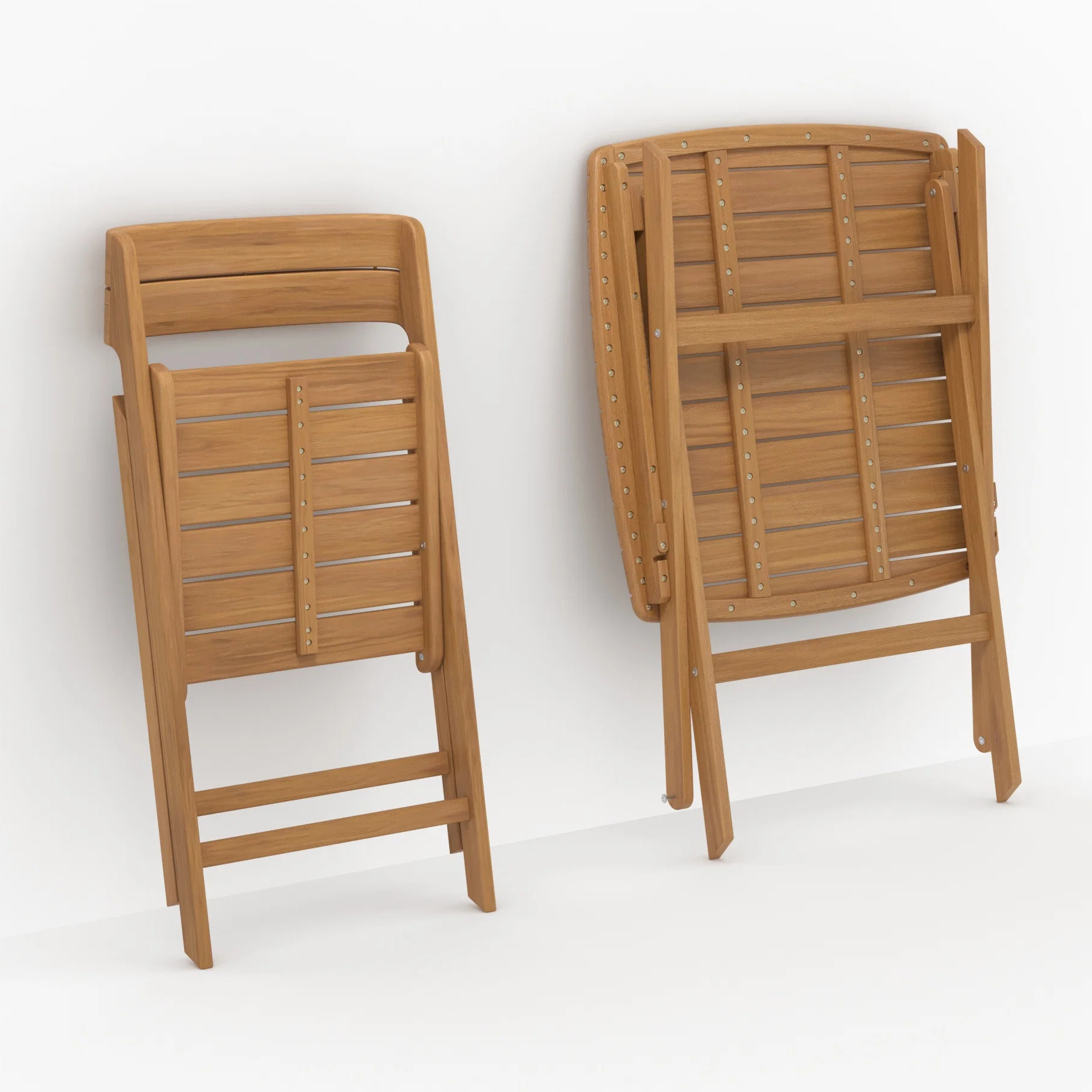 Table et chaises de jardin en bois d'acacia huilé 2 personnes - Siquijor