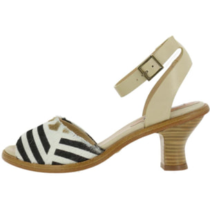 Sandalias con tacón S984F LOSINO-RESTORED SKIN CREAM / NEGREDA color Cream