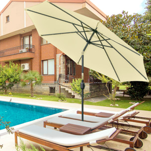 Parasol de jardin inclinable LED dia.265x233cm beige