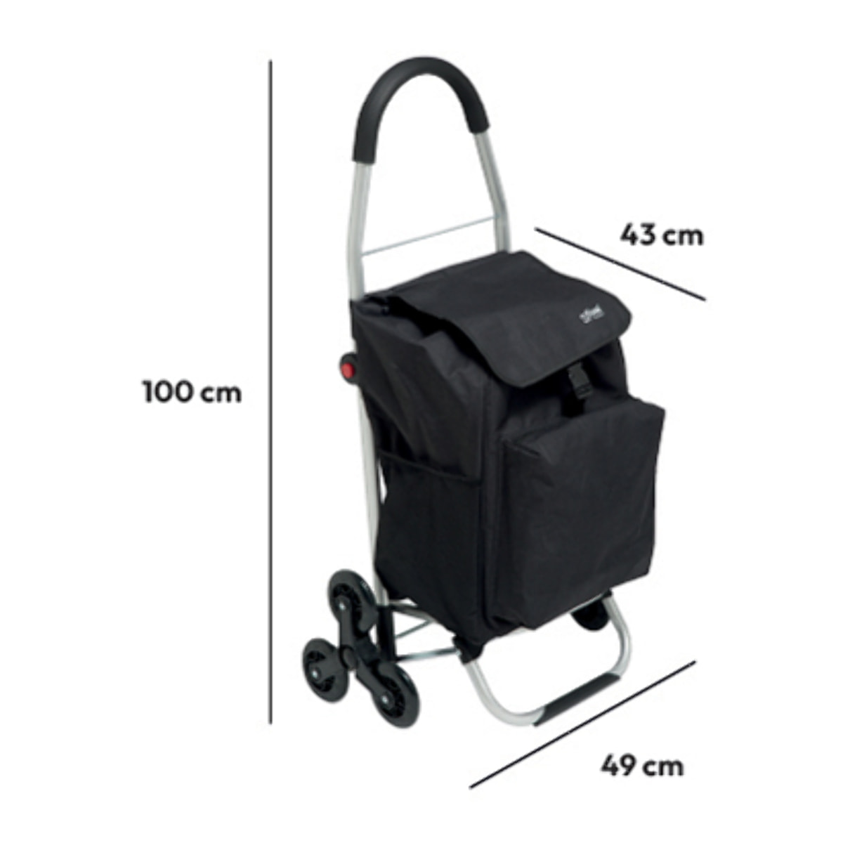 Chariot de course pliable 6 roues Noir