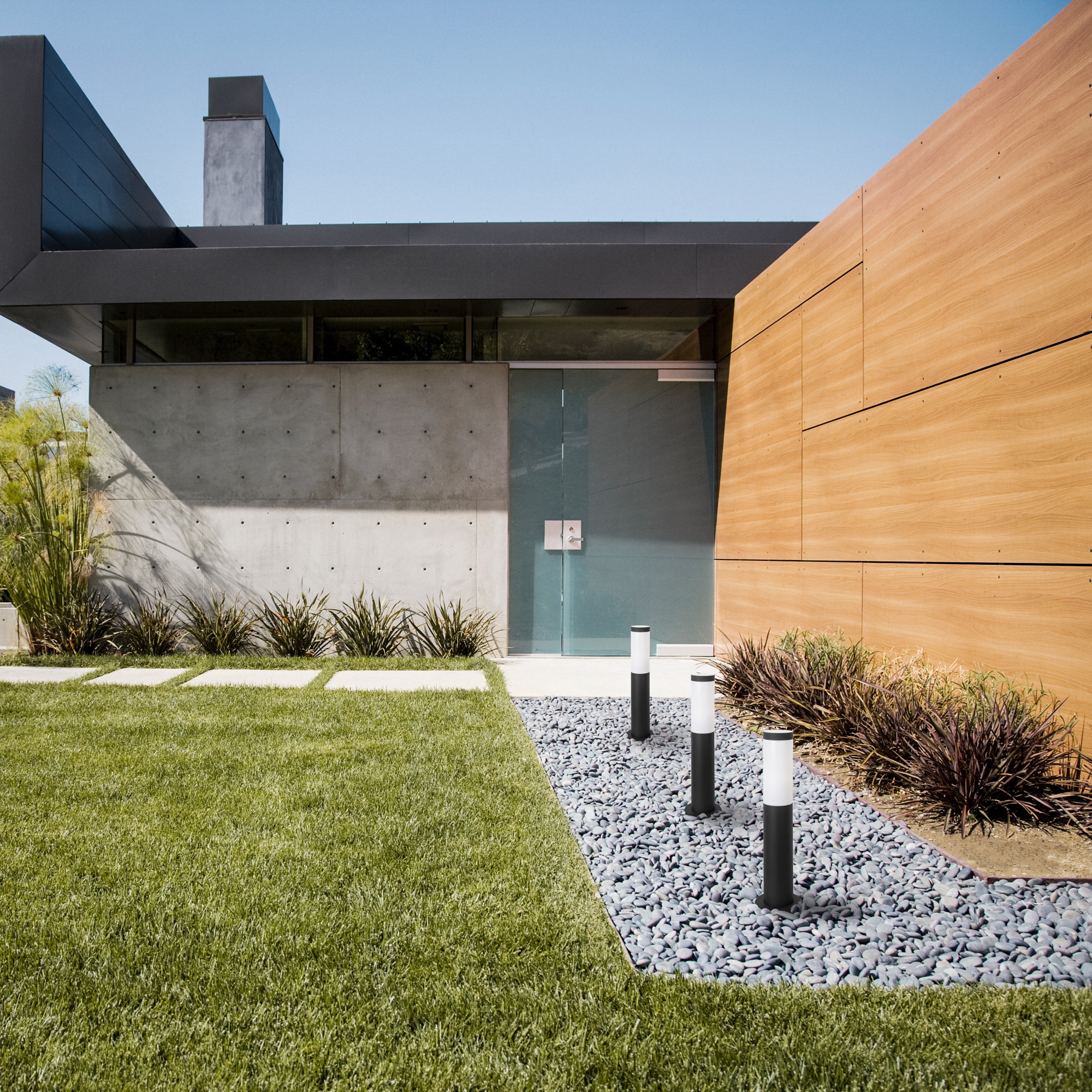 FORLIGHT Koral (3uds) Baliza Exterior para Jardín Resistente al Agua IP55. Bolardo de Acero Inoxidable Gris Urbano 23W