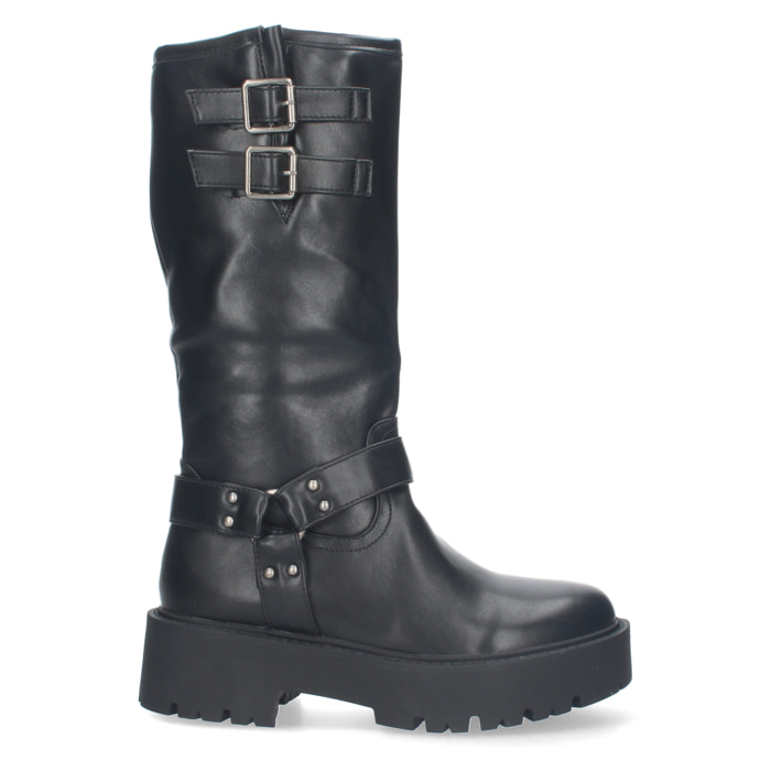 Bota Motera con Tacón Bajo y Plataforma