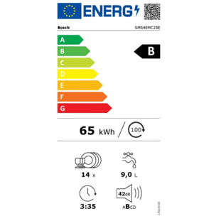 Lave vaisselle 60 cm BOSCH SMS4EMC25E Serenity Série 4 Silence Plus