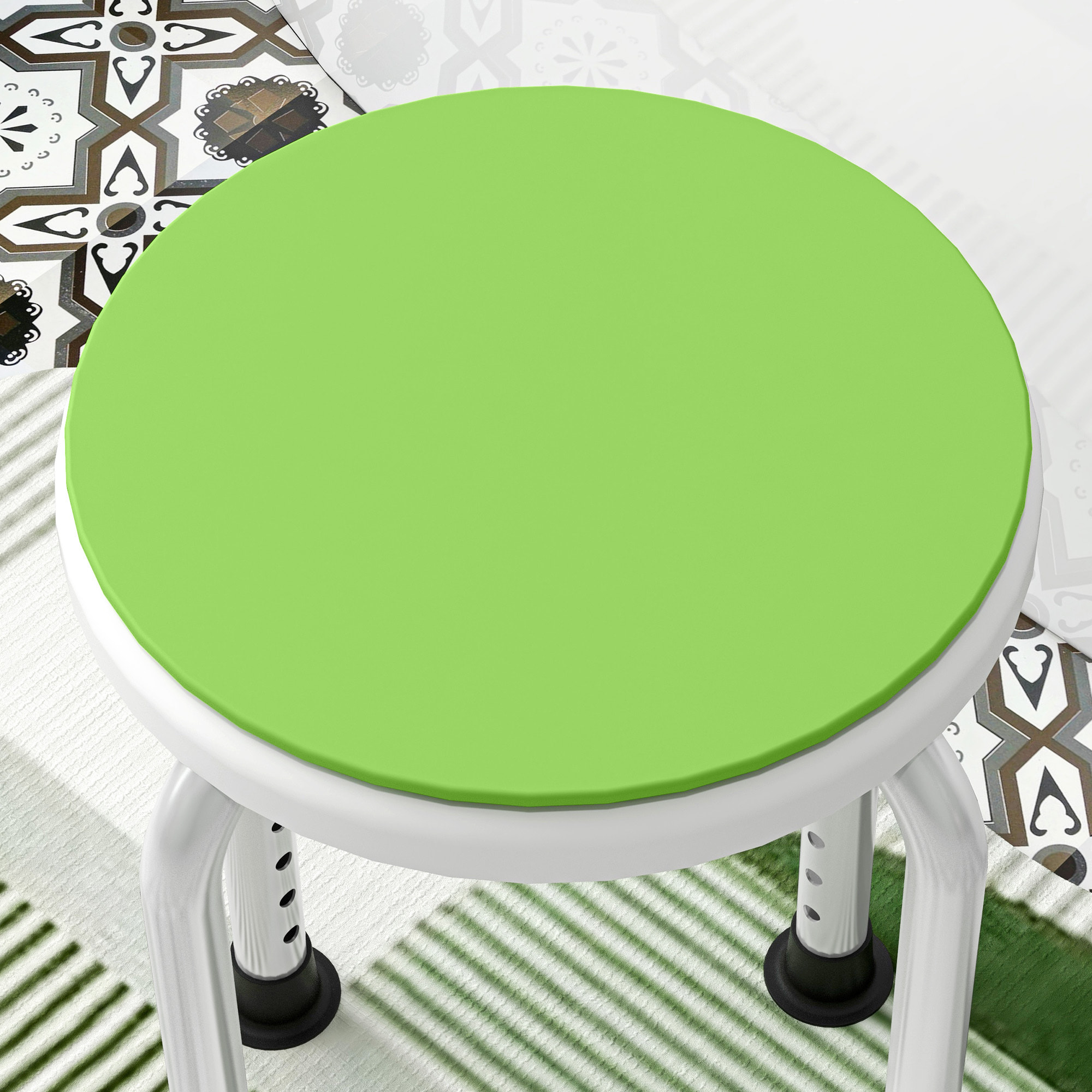 Tabouret de douche siège de douche - hauteur réglable, pivotant 360° - alu PP blanc vert