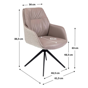 Chaise avec accoudoirs pivotante Amira grise Kare Design