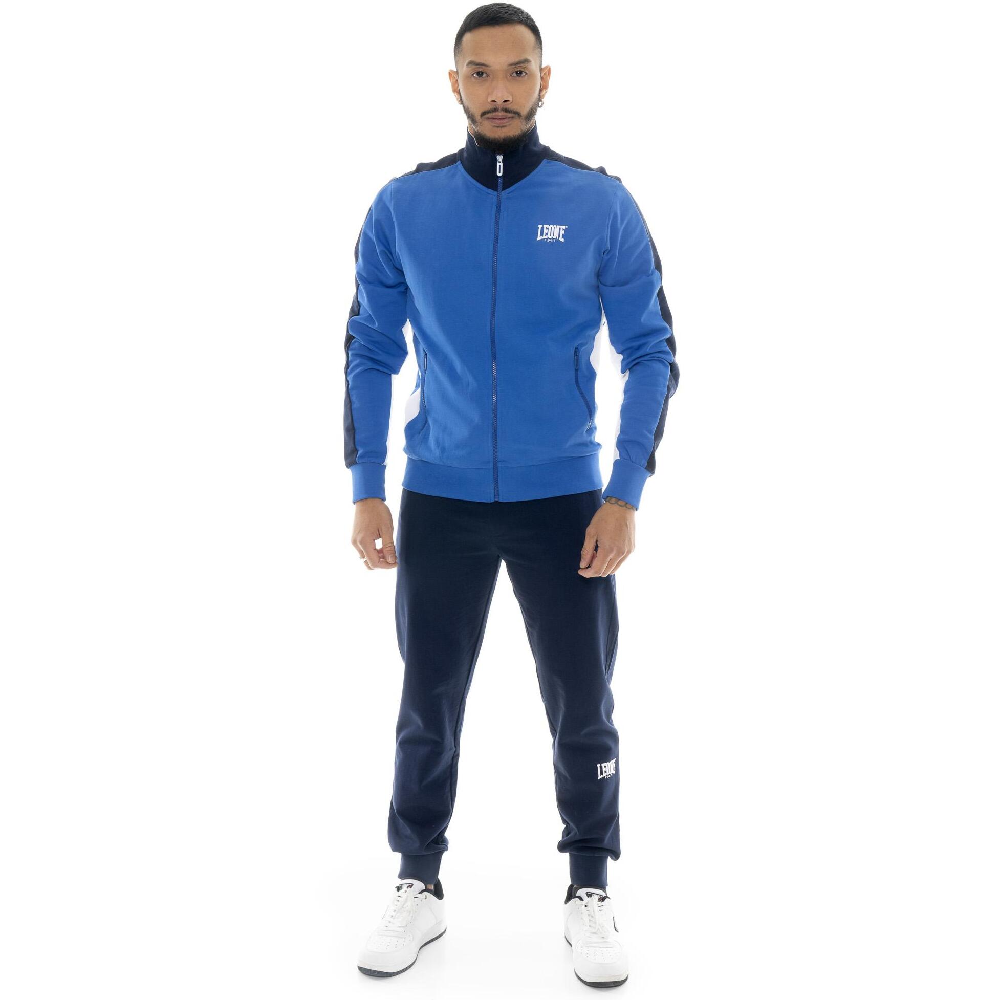 Tuta da uomo in cotone non garzato con colletto e zip Leone Basic