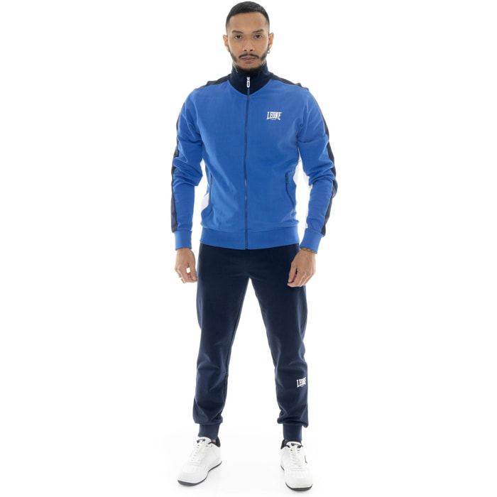 Tuta da uomo in cotone non garzato con colletto e zip Leone Basic