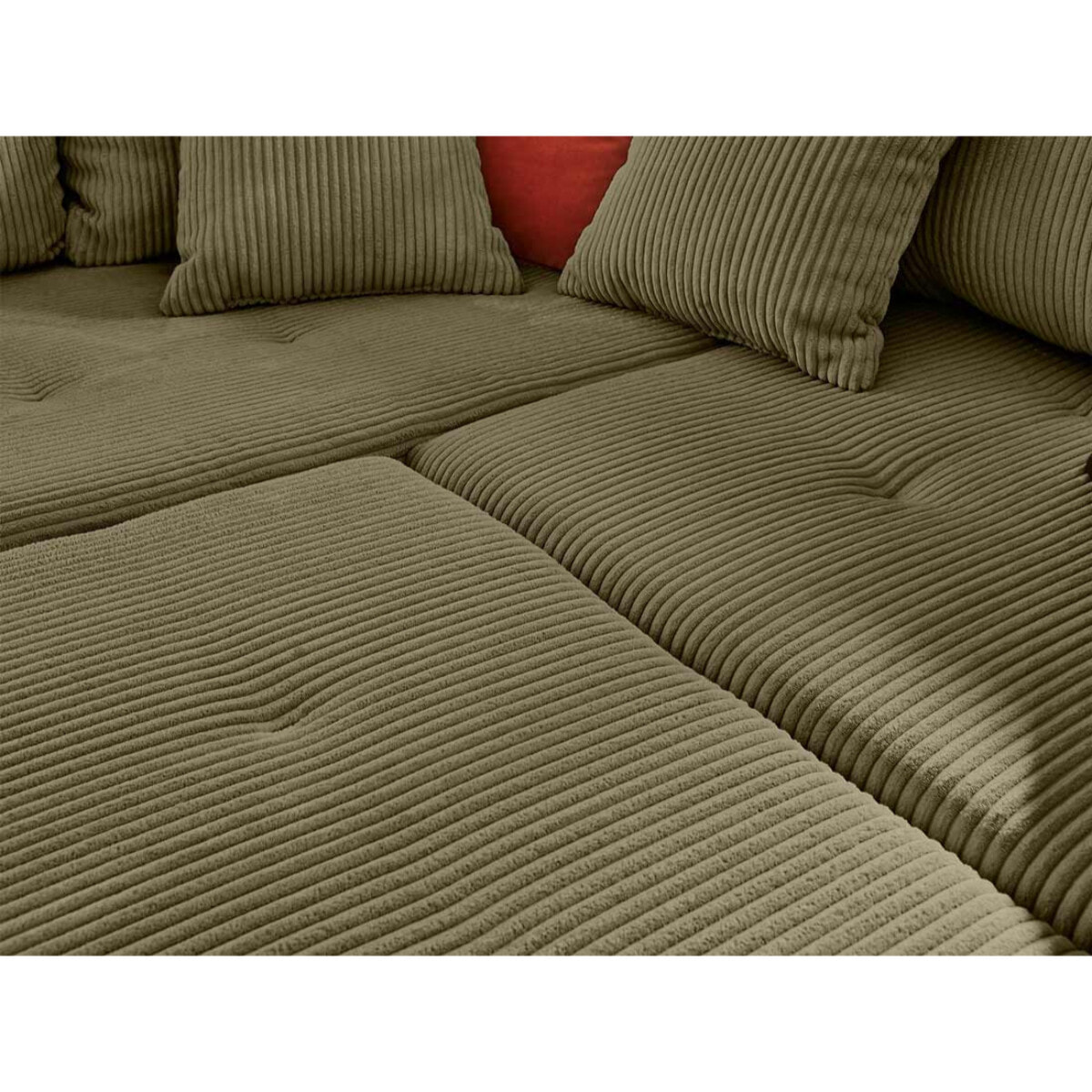 Rune - canapé d'angle gauche - 4 places - avec pouf d'appoint - en velours côtelé - Vert