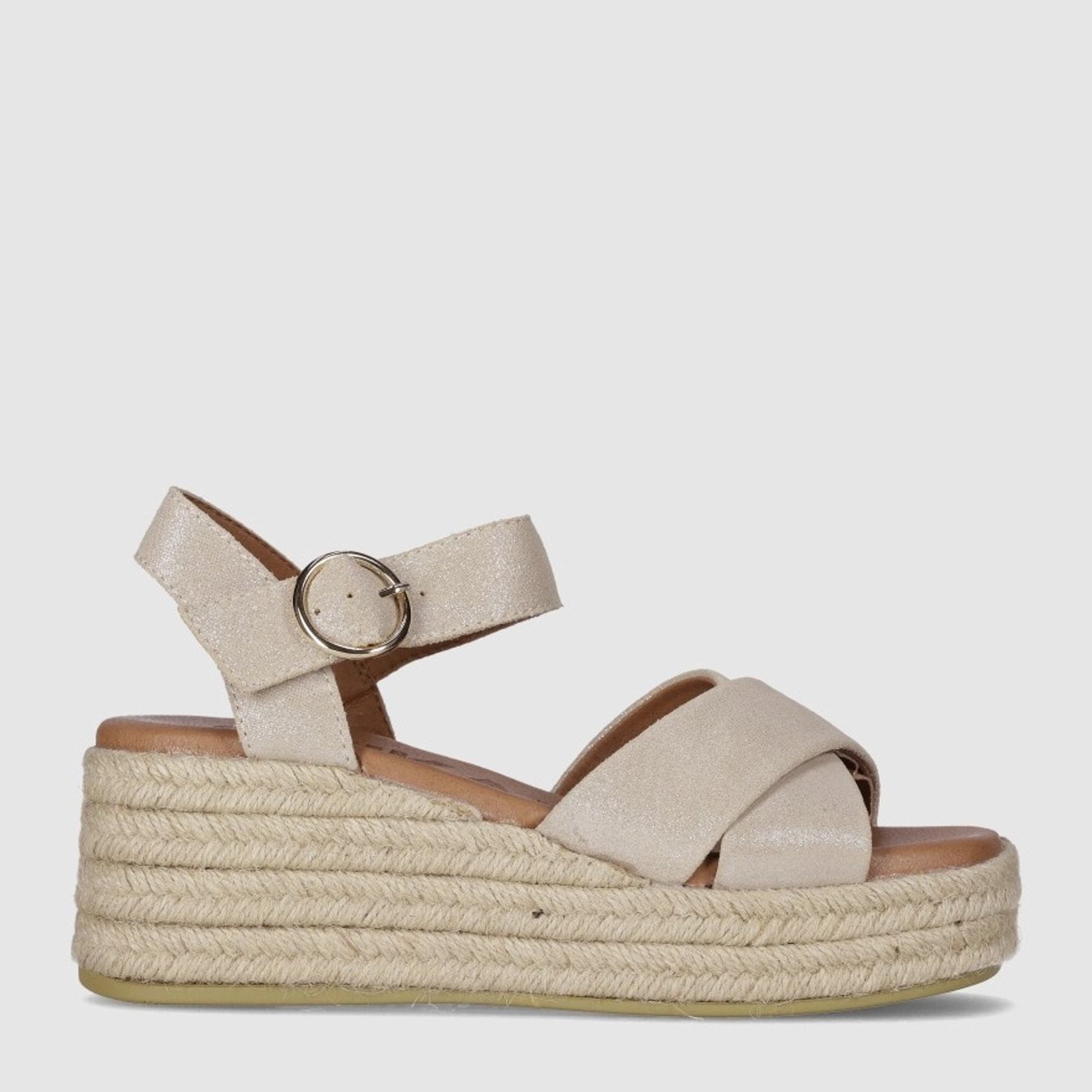 Sandalias de Serraje - Platino - Tacón: 6 cm