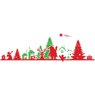 Sticker Noël frise de noël rouge et vert - Autocollants stickers adhésifs noël - décoration fêtes