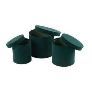J-Line boîte Rond - velours/papier - vert - 3 pcs