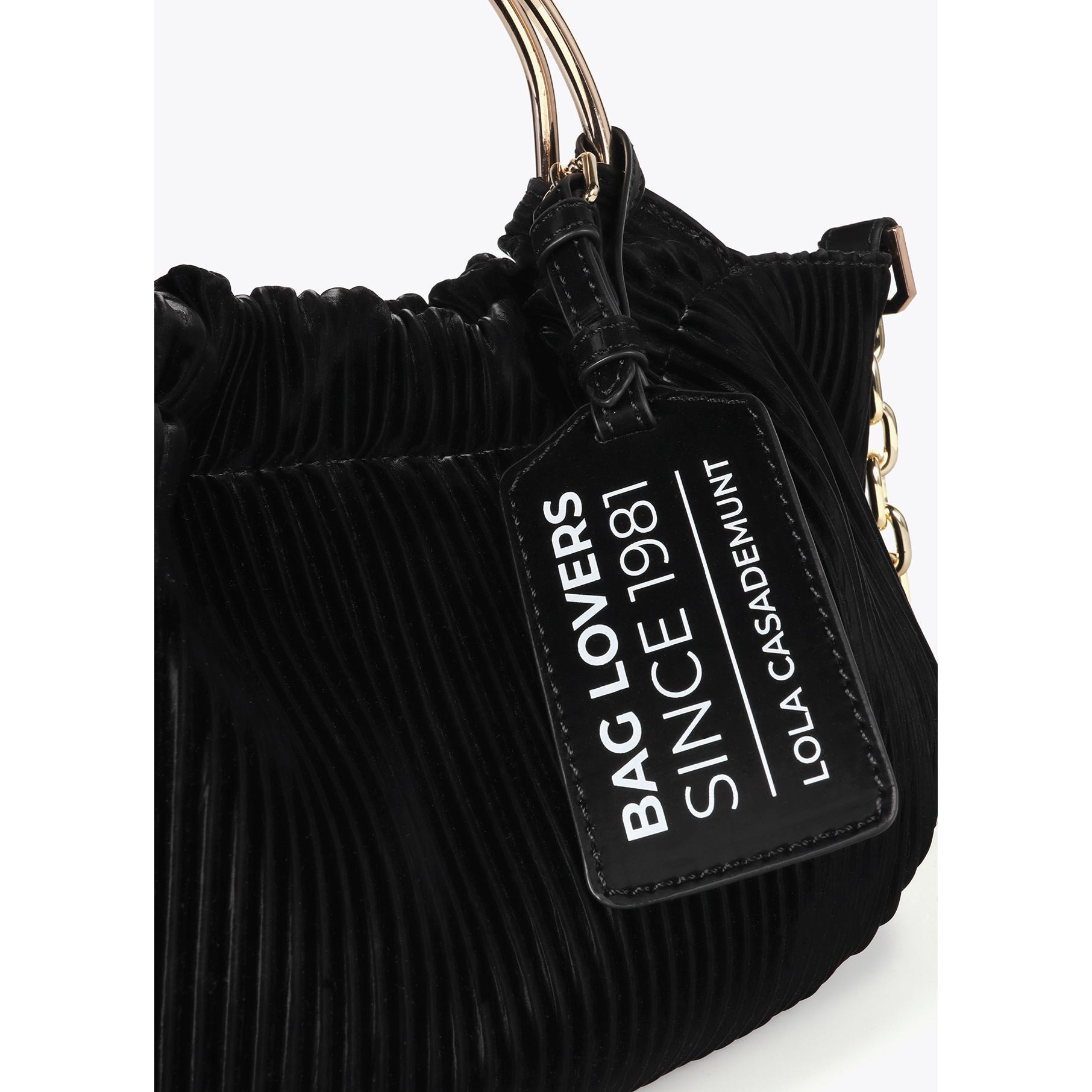 Piccola borsa plissettata effetto pelle cerata con etichetta 'bags lovers'