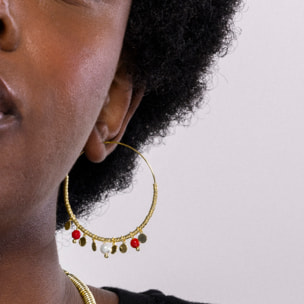 Pendientes de Coral acabados en oro amarillo de 18k