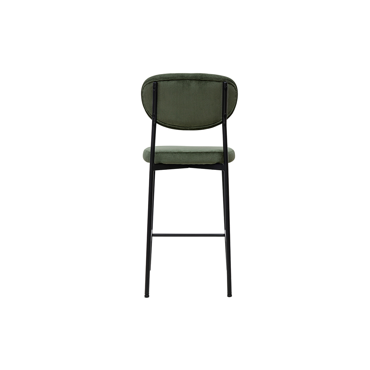 Tabourets de bar fixes en tissu velours côtelé vert kaki H65 cm (lot de 2) BREKA