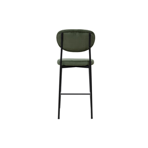 Tabourets de bar fixes en tissu velours côtelé vert kaki H65 cm (lot de 2) BREKA