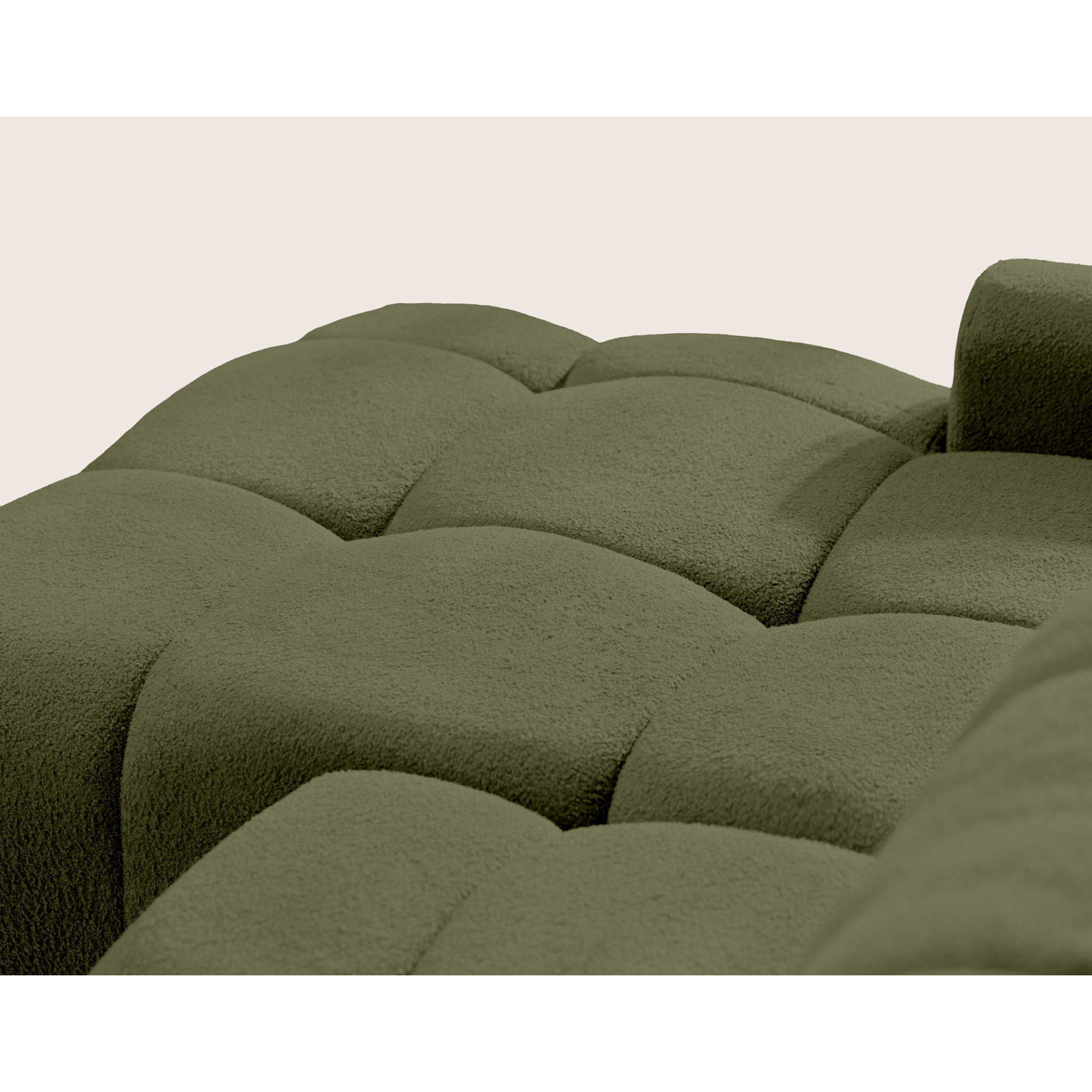 Yulin - Canapé d'angle ouvert gauche 4 places convertible avec coffre en tissu bouclette - Vert
