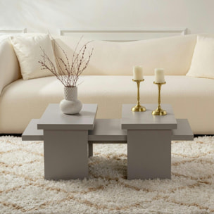 Table basse gigogne design – effet gris laqué (3 pièces) MARFA