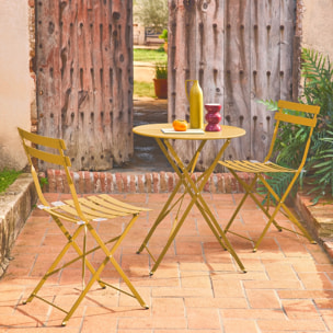 Table de jardin bistrot pliante métal + 2 assises EMILIA